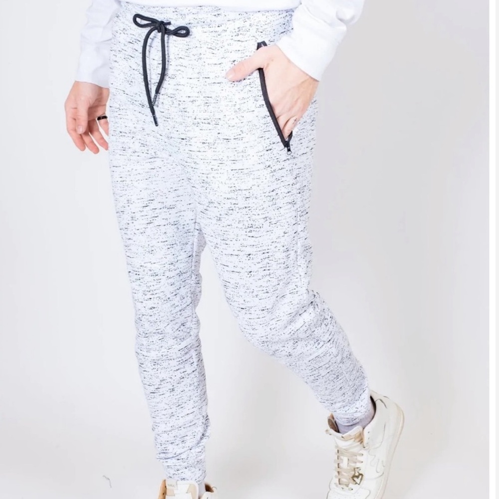Brooklyn Cloth Men’s White & Black Speckled Sweat Pant Jogger Larger - Picture 2 of 9